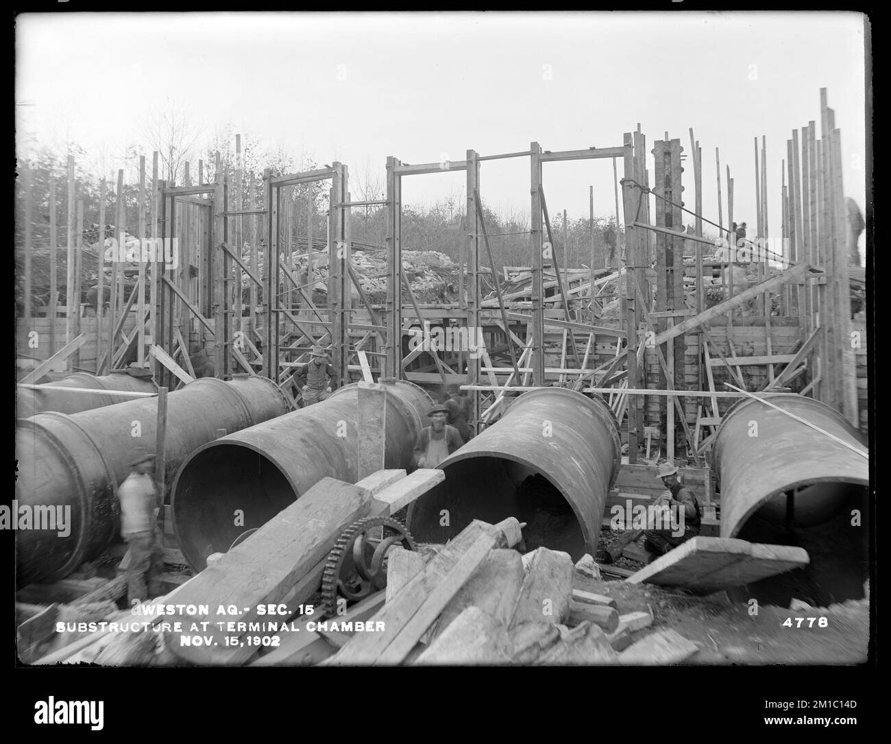 Weston Aqueduct, Section 15, substructure at Terminal Chamber, Weston