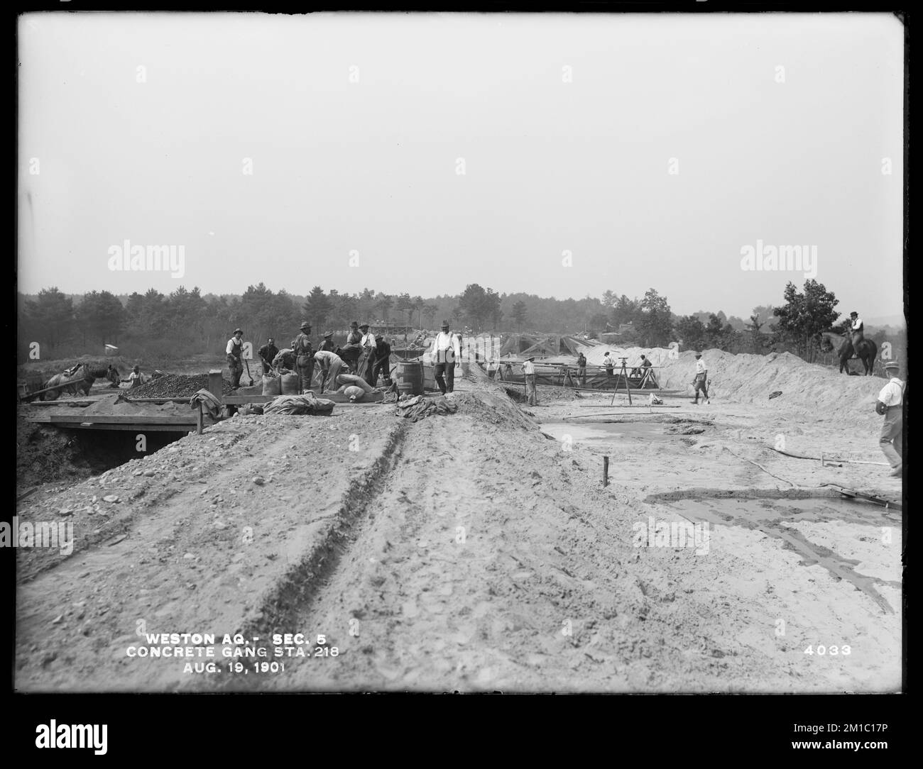 Weston Aqueduct, Section 5, concrete gang, near station 218, Framingham