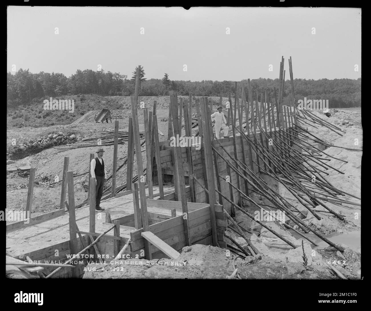 Water Works Section Weston Aqueduct, Weston Reservoir, Section 2, core wall from Valve ...