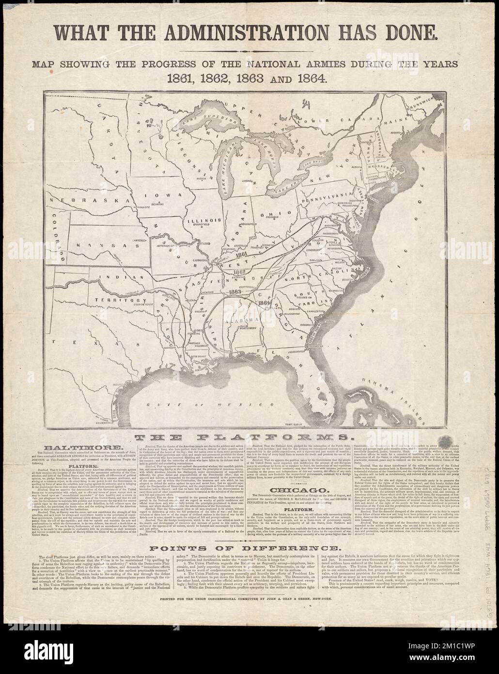 What the administration has done - What The Administration Has Done Map Showing The Progress Of The National Armies During The Years 1861 1862 1863 And 1864 Republican National Committee Us Campaign Literature 1864 Republican United States Politics And Government 1861 1865 United States History Civil War 1861 1865 Maps Norman B Leventhal Map Center Collection 2M1C1WP 