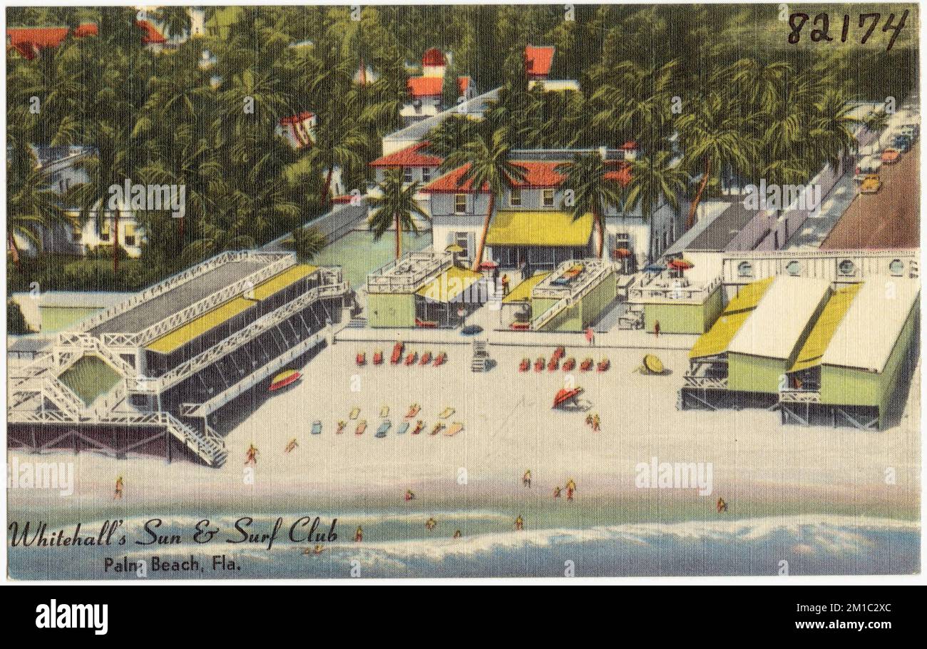 Whitehall Sun and Surf Club, Palm Beach, Florida , Hotels, Tichnor Brothers Collection, postcards of the United States Stock Photo