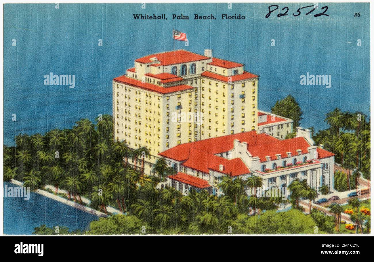 Whitehall, Palm Beach, Florida , Hotels, Tichnor Brothers Collection, postcards of the United States Stock Photo