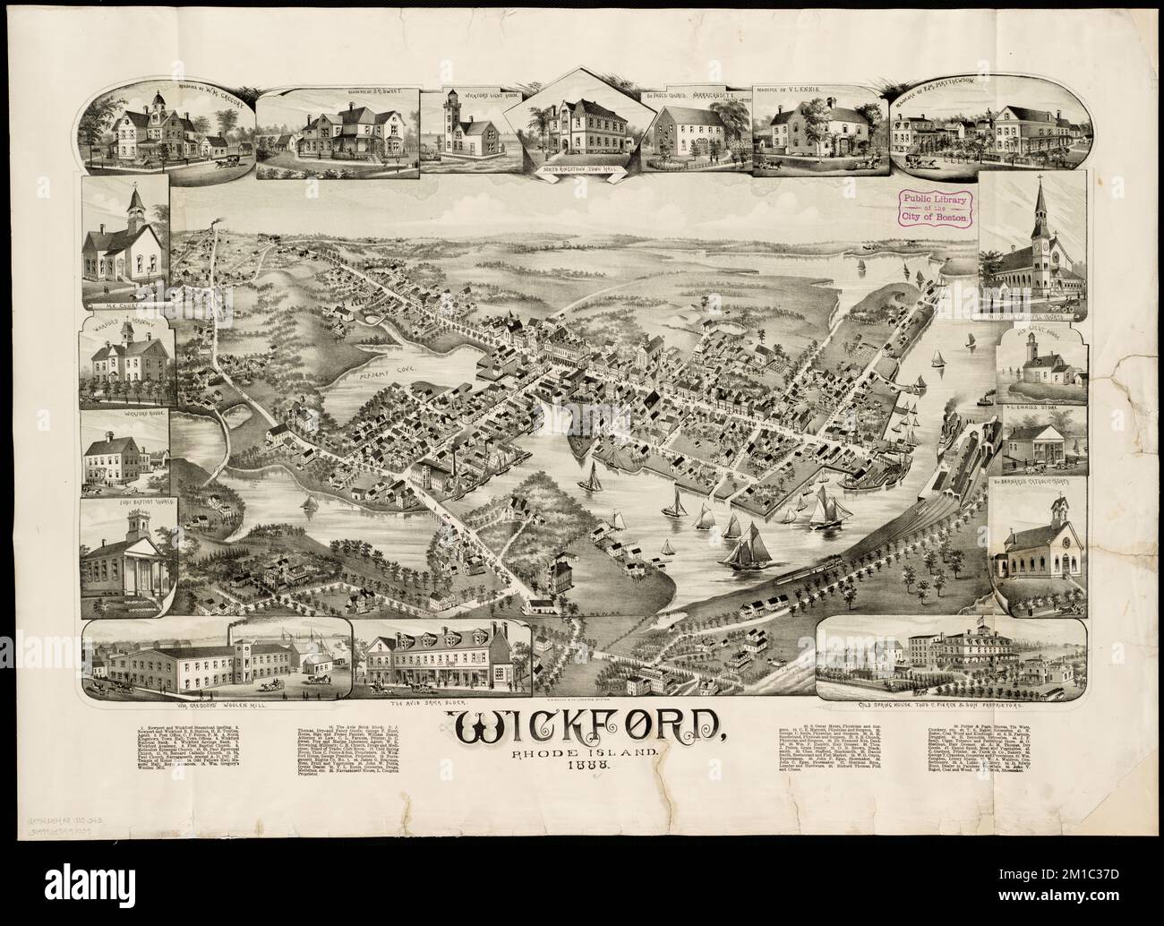 Wickford Rhode Island 1888 - Wickford Rhode Island 1888 North Kingstown Ri Aerial Views Norman B Leventhal Map Center Collection 2M1C37D 