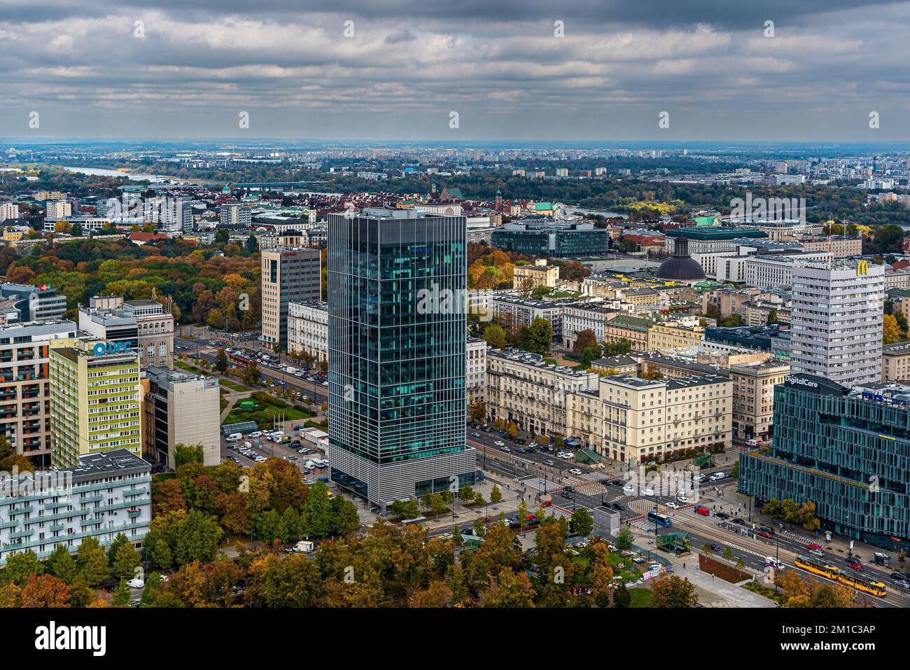Poland.Warsaw.View from the Palace of Culture and Science to the Old Town. Stock Photo