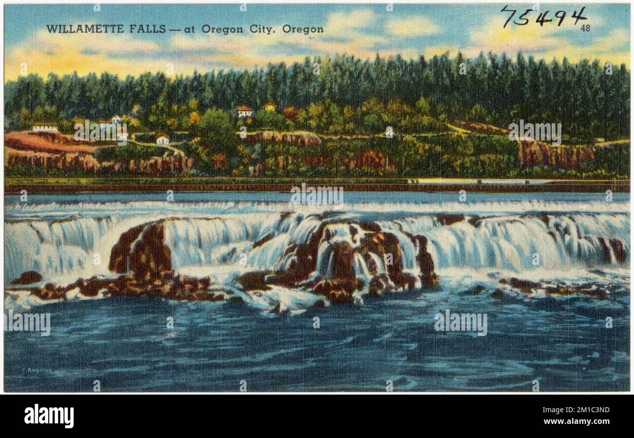 Willamette Falls -- at Oregon City, Oregon , Waterfalls, Tichnor Brothers Collection, postcards of the United States Stock Photo