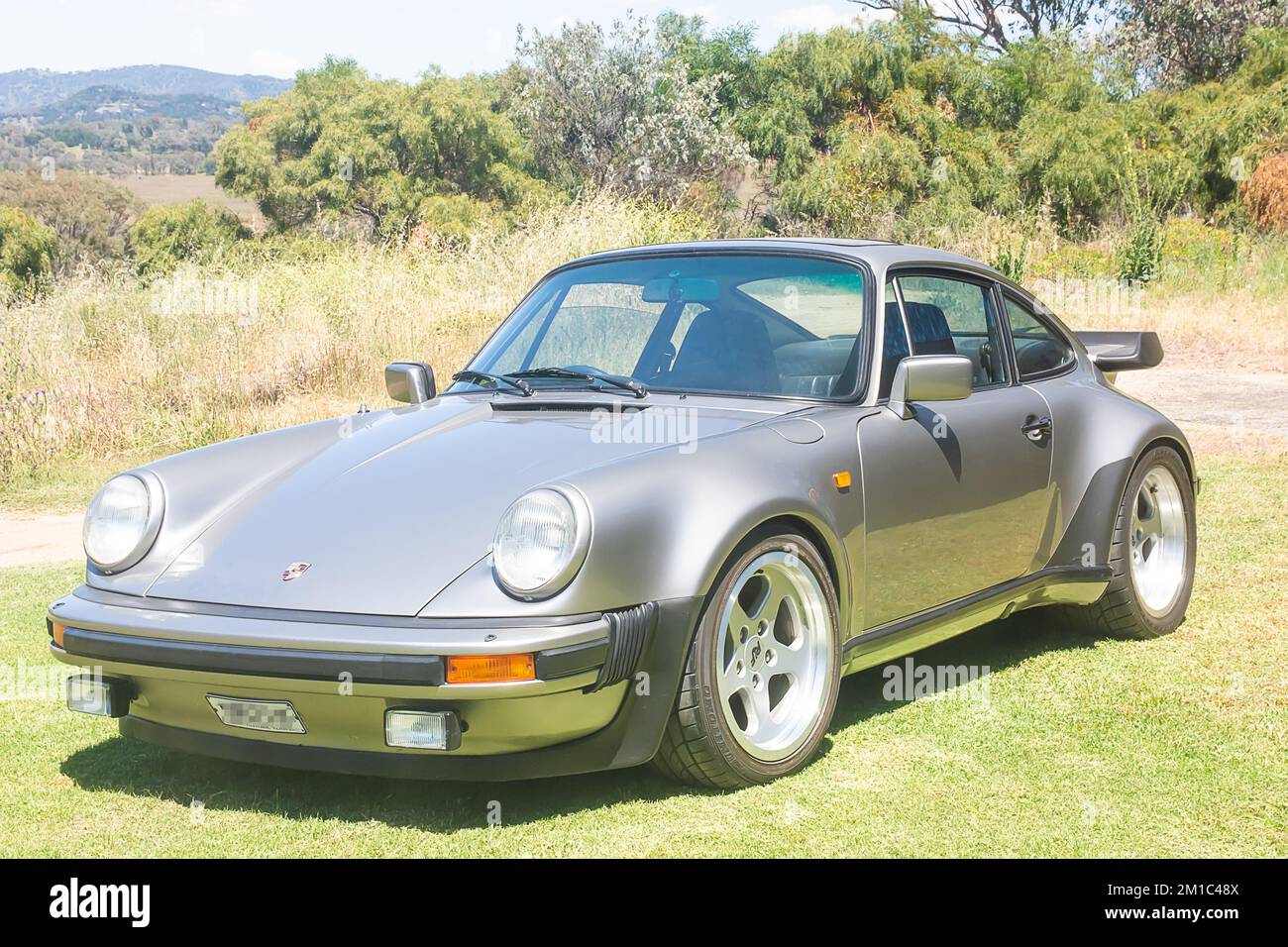 1981 Porsche 930 sports coupe in an Australian bush setting. Stock Photo