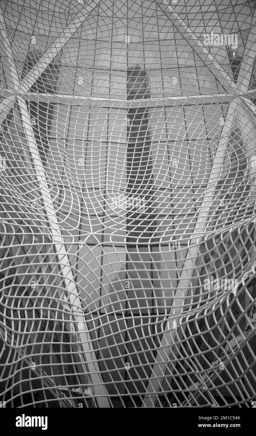 Calgary, Alberta / Canada - Nov 27 2022: Inside the wire mesh of the Wonderland Sculpture Stock Photo