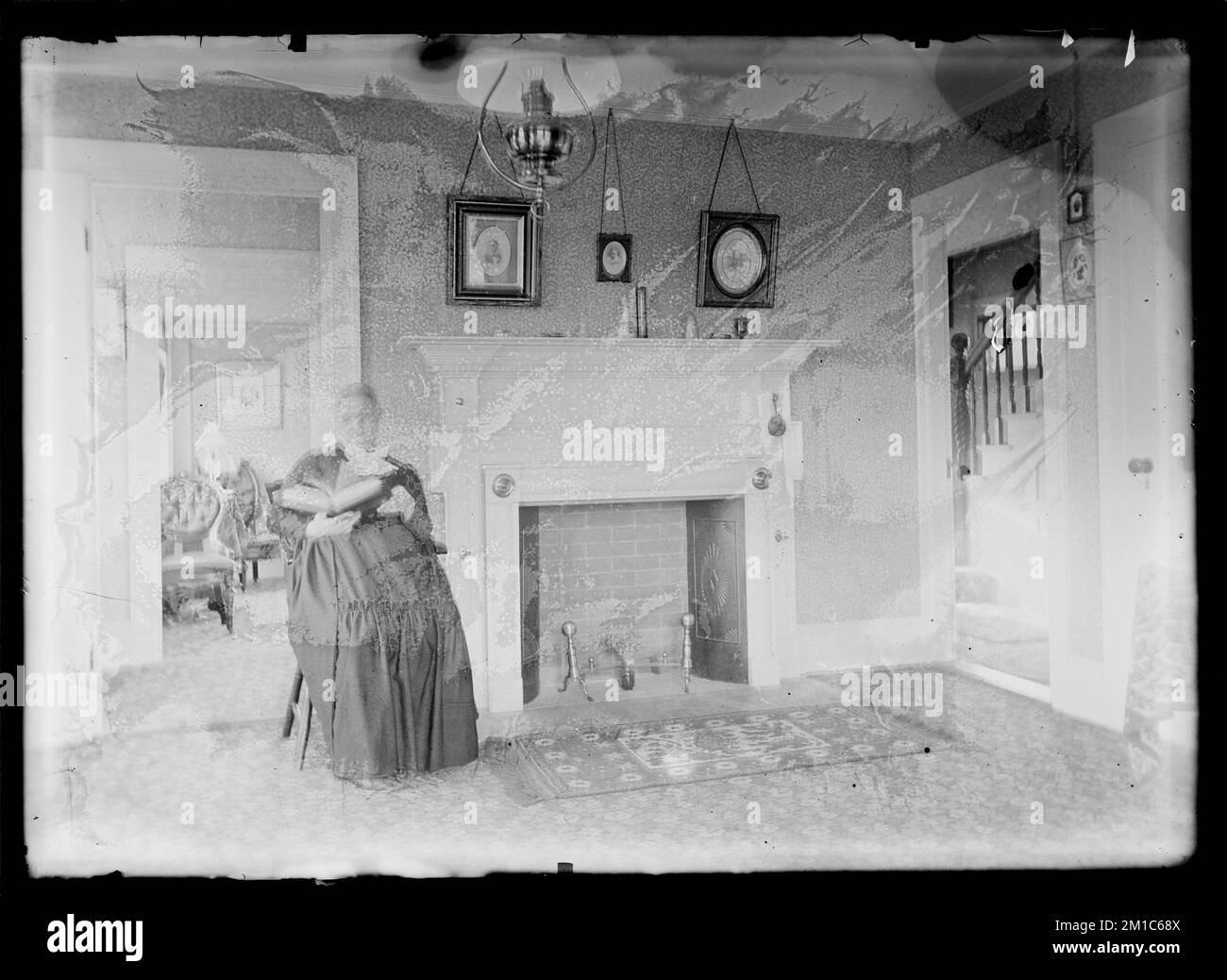 Woman Sitting Next To Fireplace Reading A Book People Hingham Public Library Glass Slide