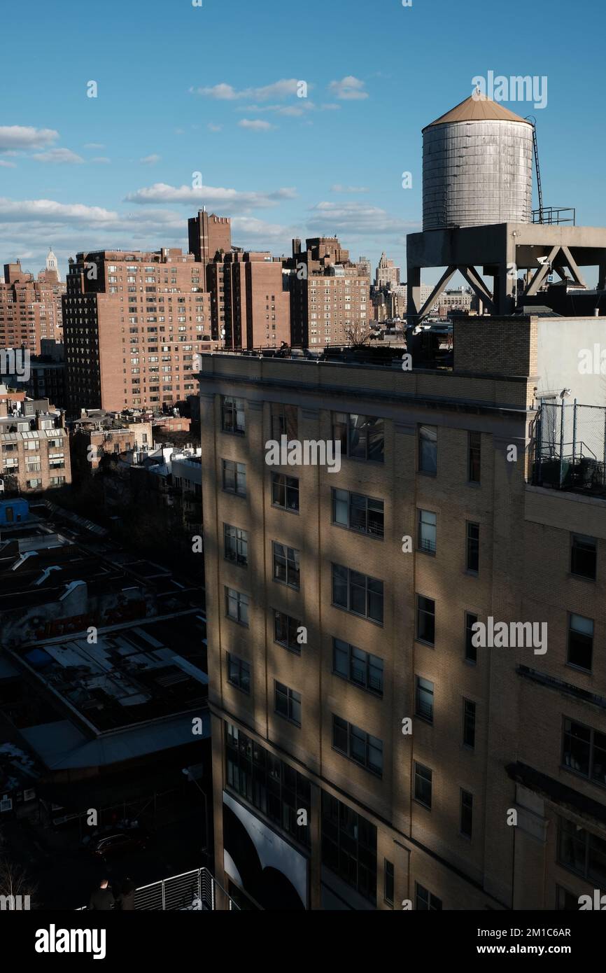 Water tanks on the roof of a apartment building manhattan new york