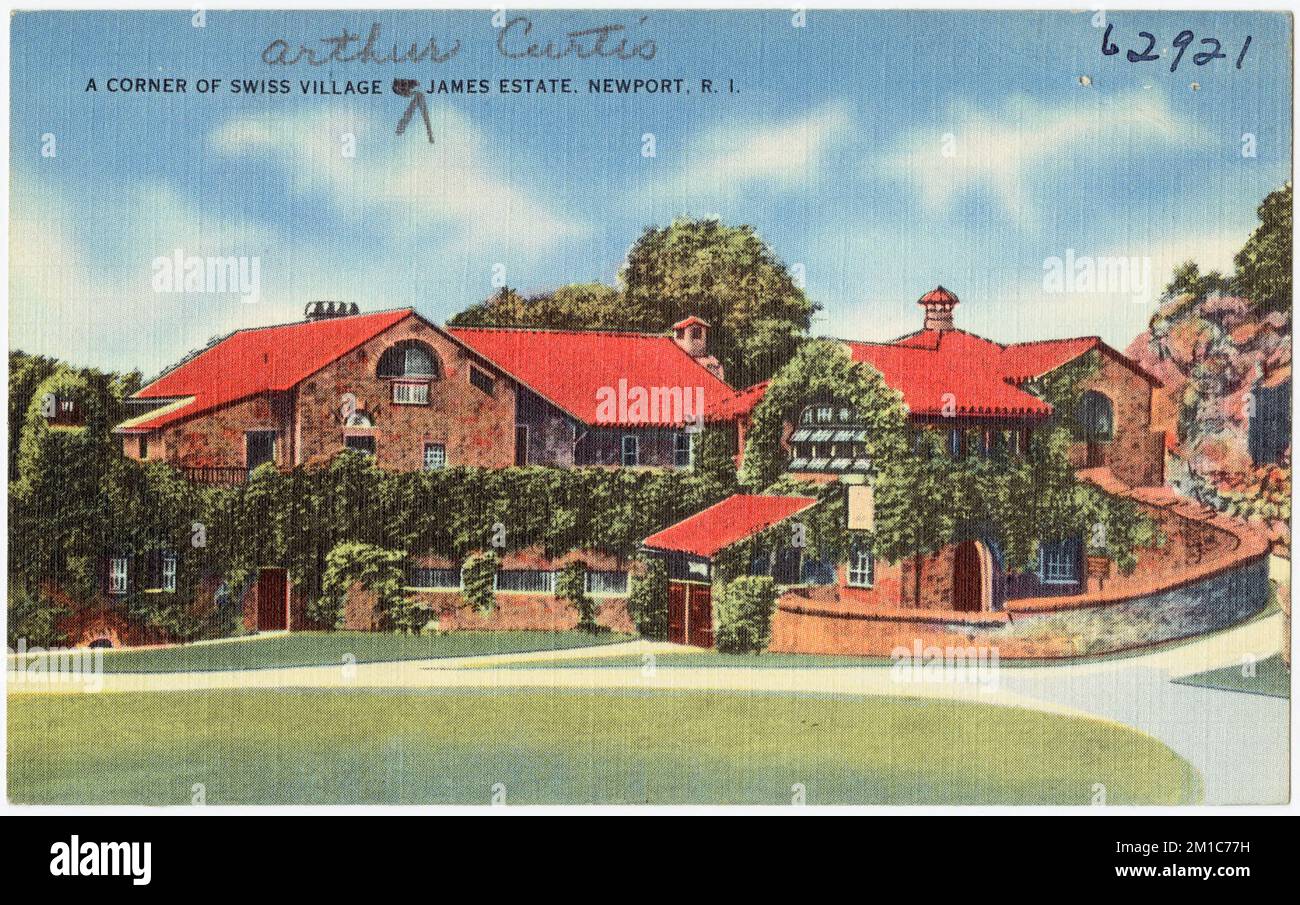 A Corner of Swiss Village Arthur Curtis James Estate, Newport, R.I. , Tichnor Brothers Collection, postcards of the United States Stock Photo