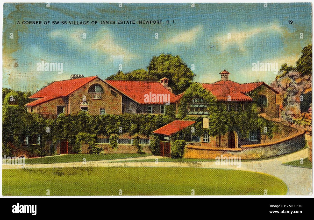 A Corner of Swiss Village of James Estate, Newport, R.I. , Tichnor Brothers Collection, postcards of the United States Stock Photo