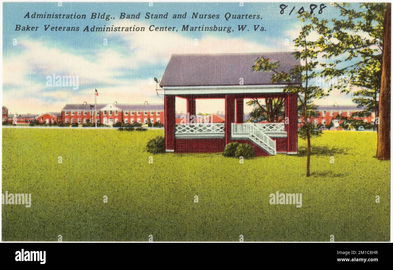 Administration bldg., band stand and Nurses Quarters, Baker Veterans