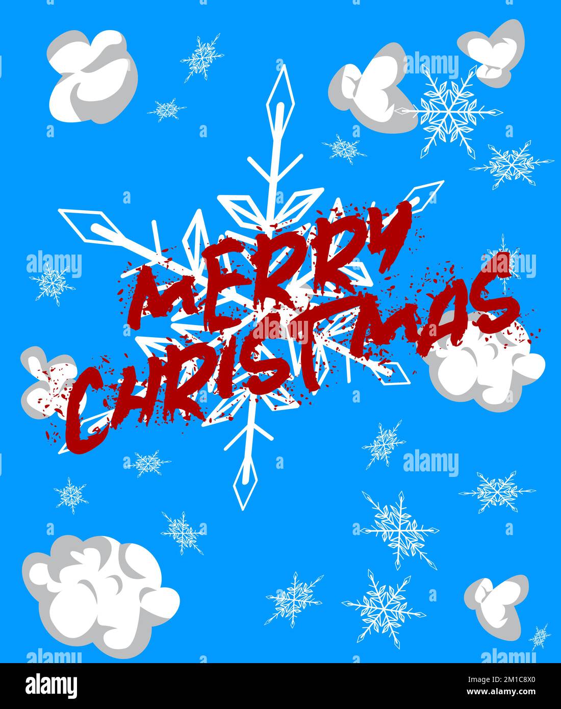Snowflake background with Merry Christmas text. Holiday event poster, Winter, Snow, Christmas banner. Stock Vector