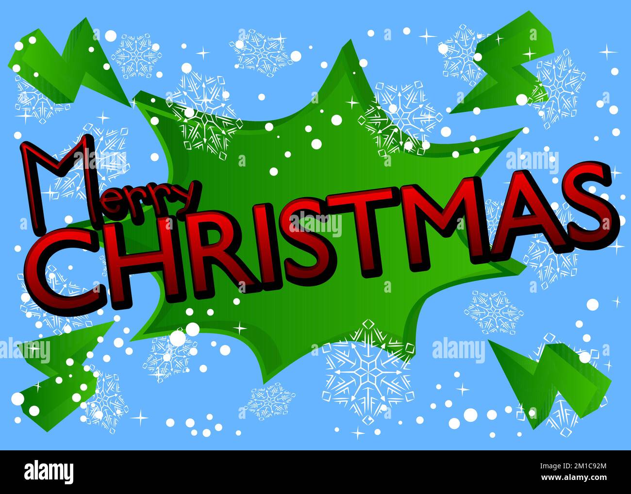 Snowflake background with Merry Christmas text. Holiday event poster, Winter, Snow, Christmas banner. Stock Vector