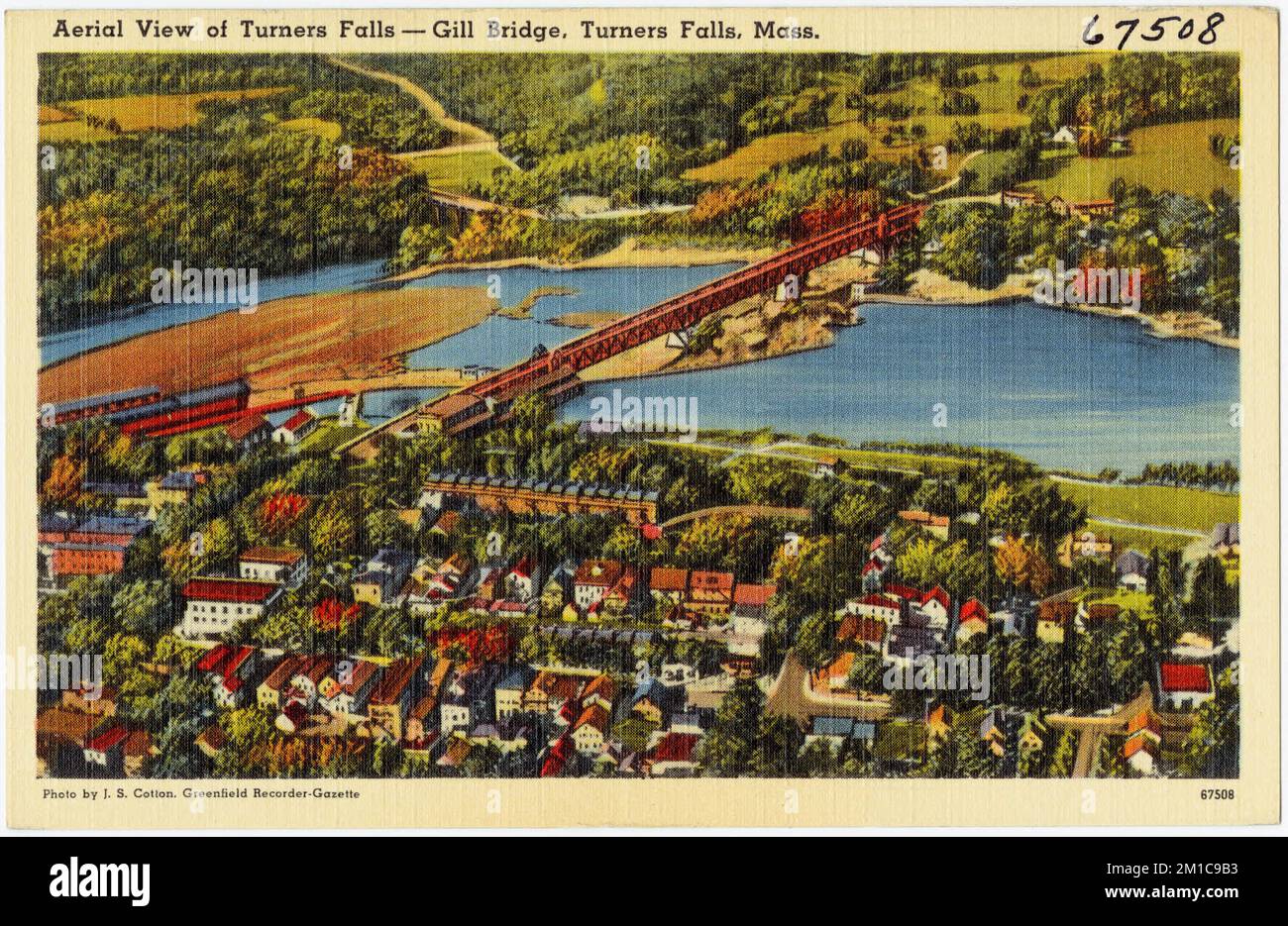 Aerial view of Turners Falls Gill Bridge, Turners Falls, Mass