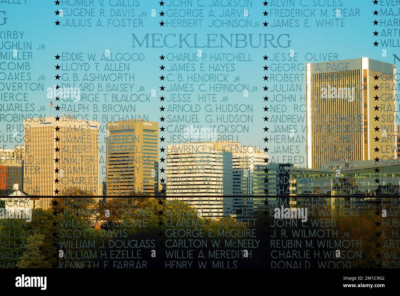 Names etched in glass serves as a memorial to Virginia's Soldiers