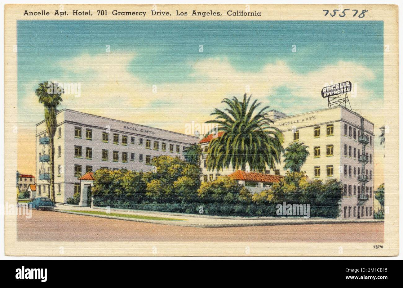 Ancelle Apt. Hotel, 701 Gramercy Drive, Los Angeles, California , Hotels, Tichnor Brothers Collection, postcards of the United States Stock Photo