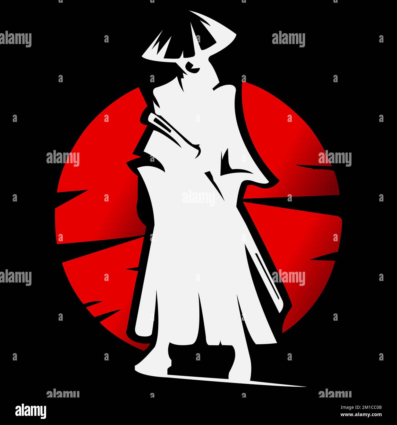 samurai logo design vector illustration symbol warrior character mascot japanese sword template.EPS 10 Stock Vector