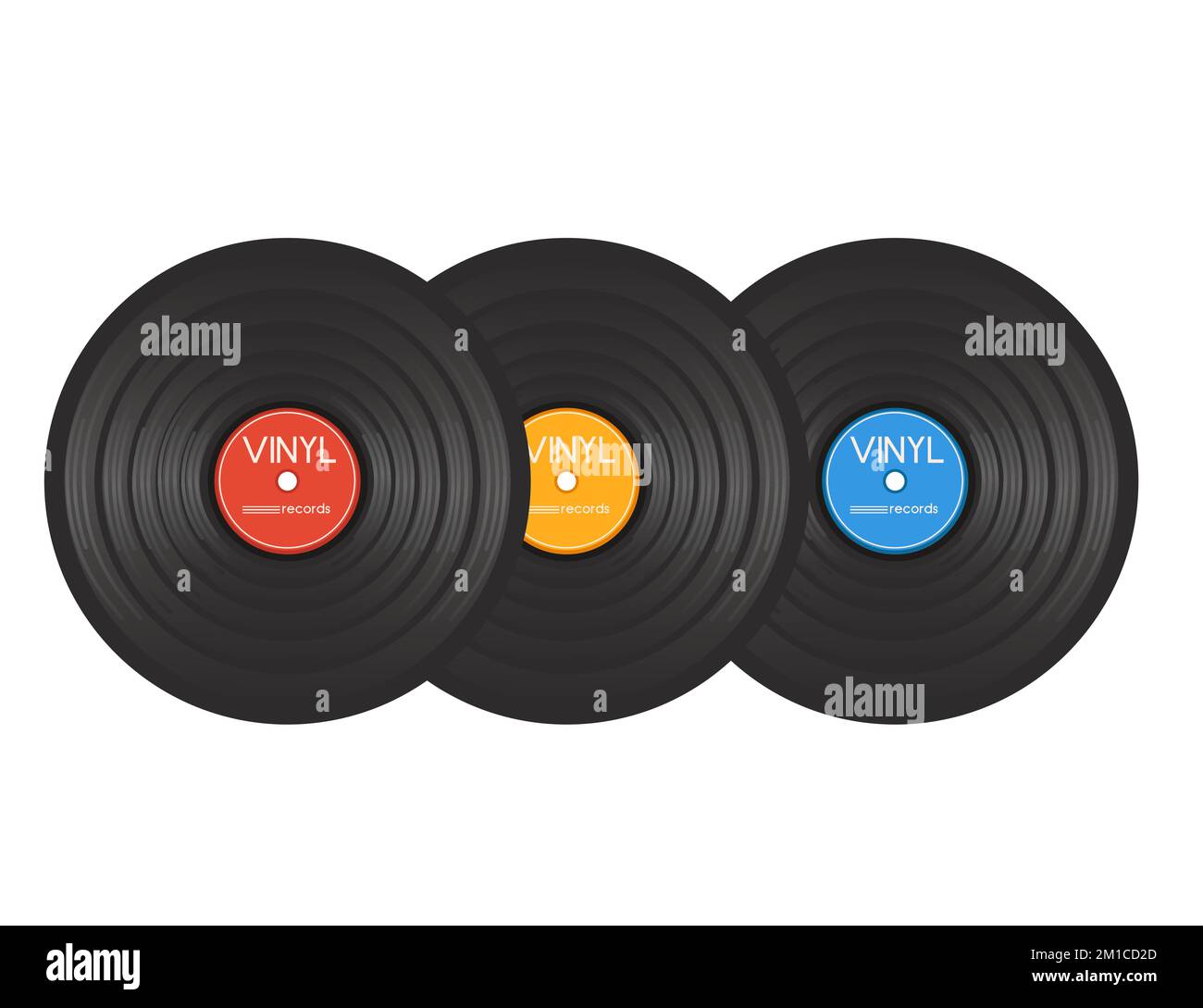 Vinyl records with colorful label vector illustration isolated on white ...