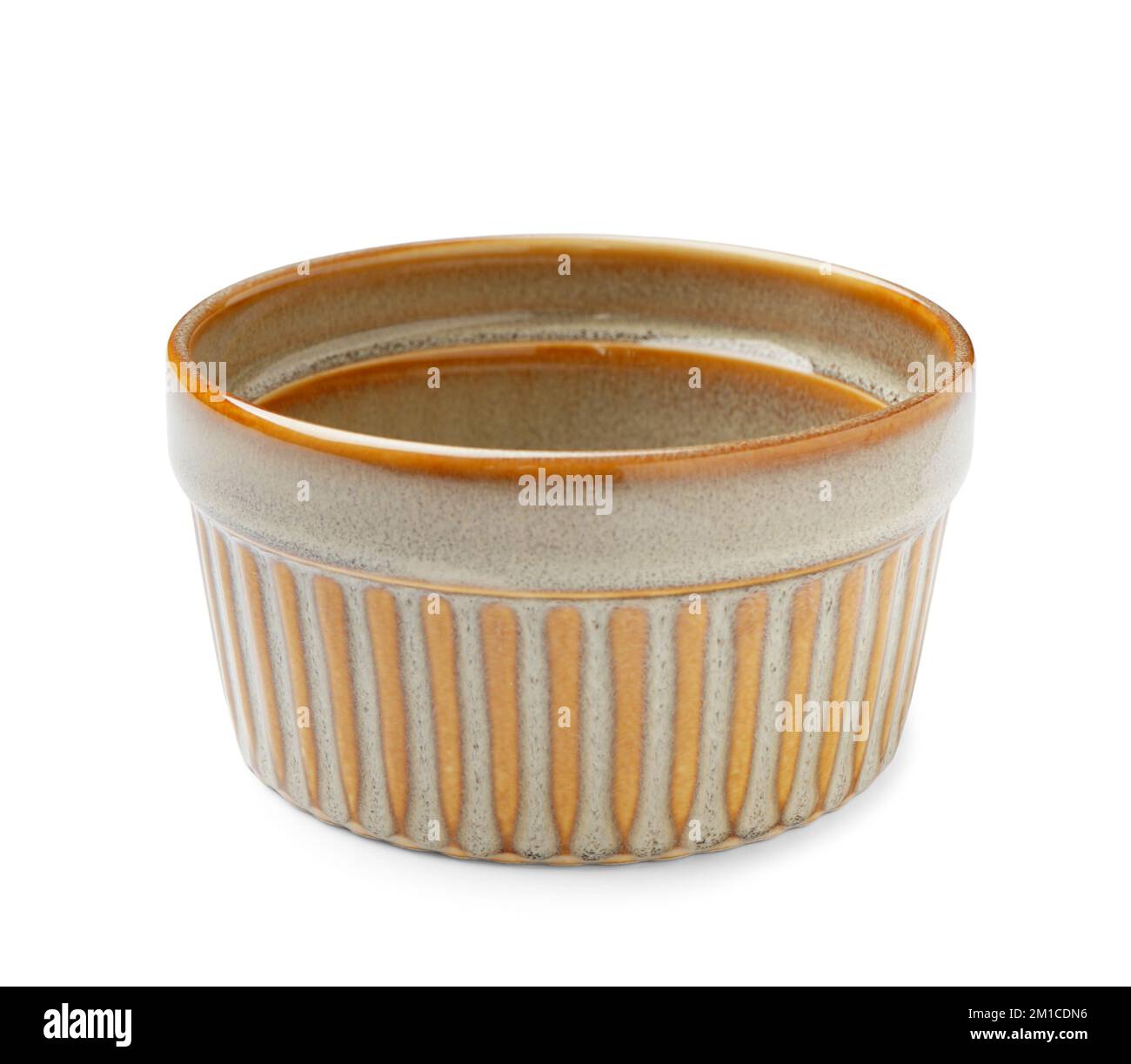 Empty ramekin on white background Stock Photo