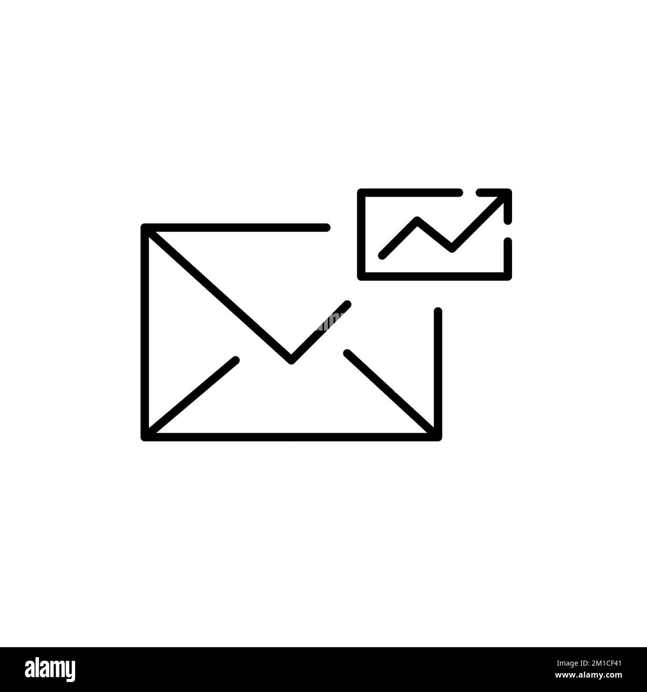 Mail statistics. Growing positive trend. Pixel perfect, editable stroke icon Stock Vector