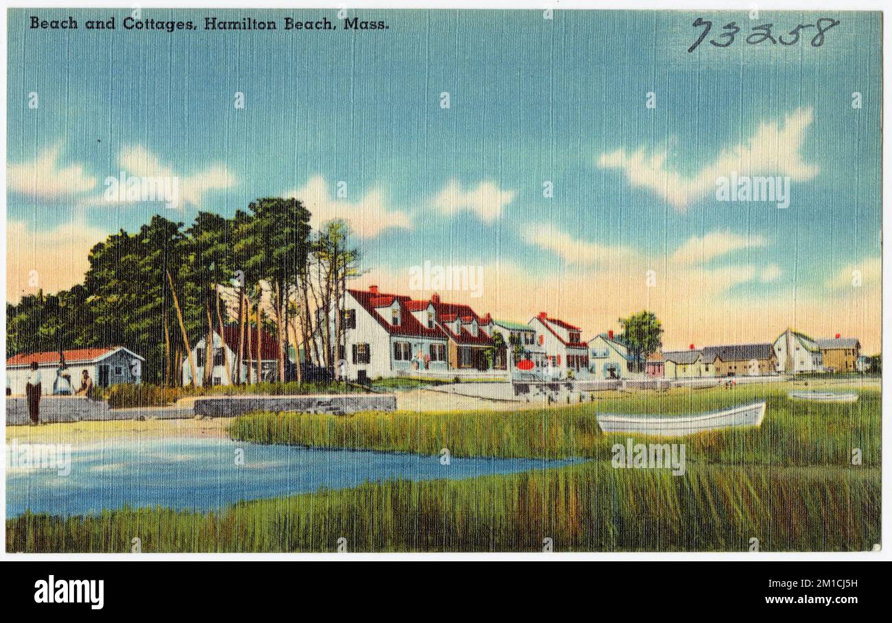 Beach and cottages, Hamilton Beach, Mass. , Beaches, Dwellings, Tichnor