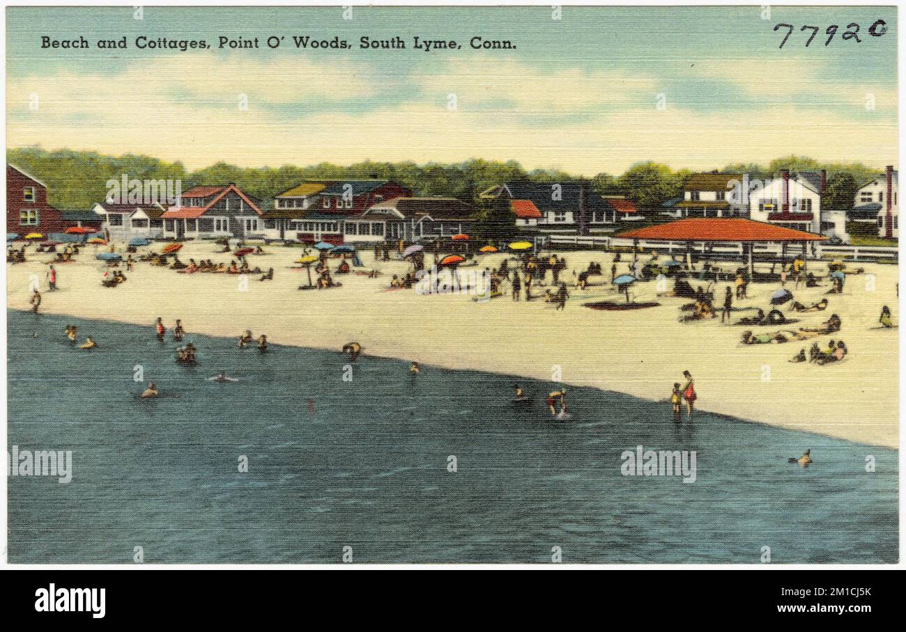 Beach and cottages, Point O' Woods, South Lyme, Conn. , Beaches, Houses