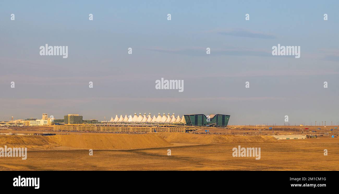 Distance view of Denver International Airport in Colorado Stock Photo