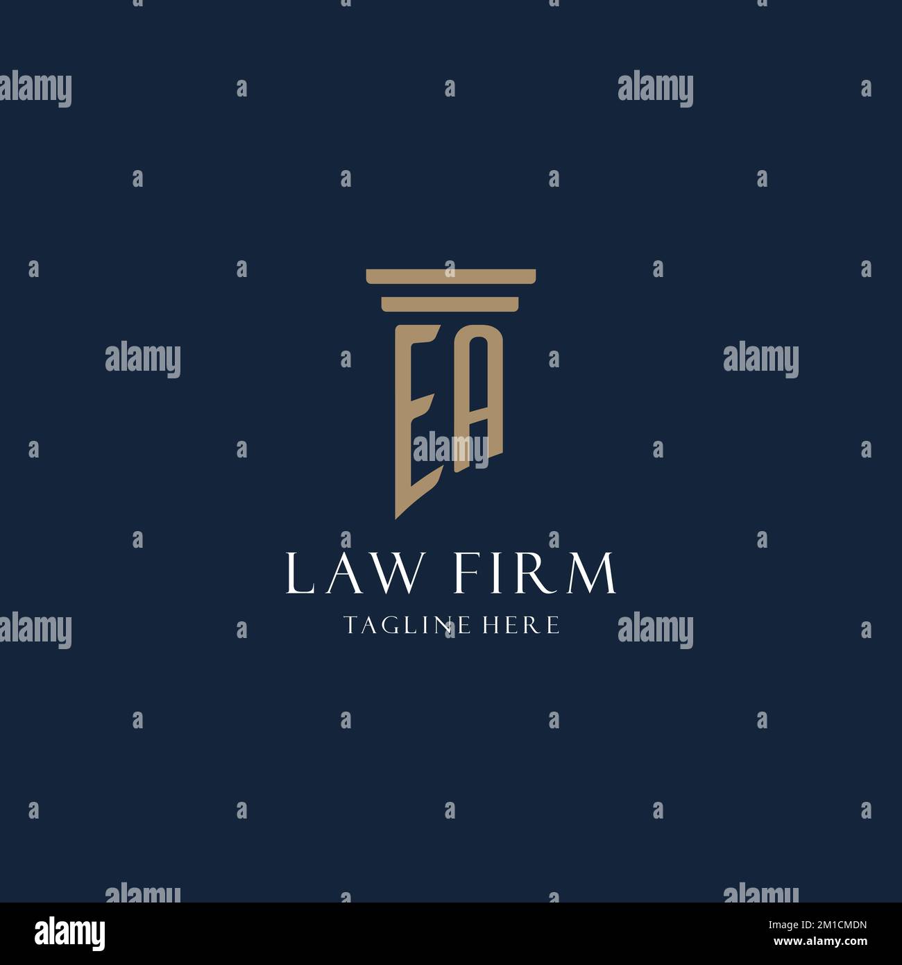 EA initial monogram logo for law office, lawyer, advocate with pillar style design ideas Stock Vector