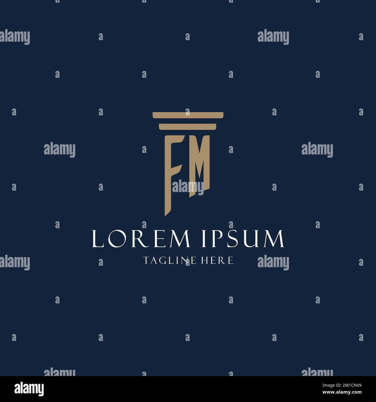 FM initial monogram logo for law office, lawyer, advocate with pillar ...