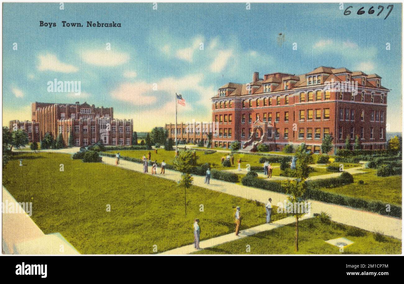 Boys Town, Nebraska , Cities & towns, Tichnor Brothers Collection