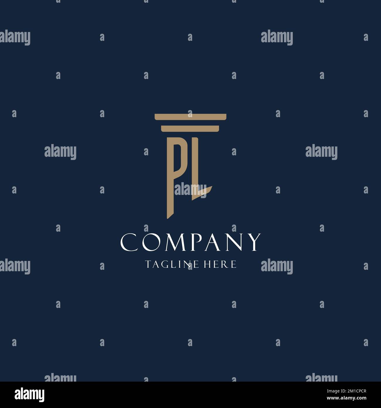 PL initial monogram logo for law office, lawyer, advocate with pillar ...