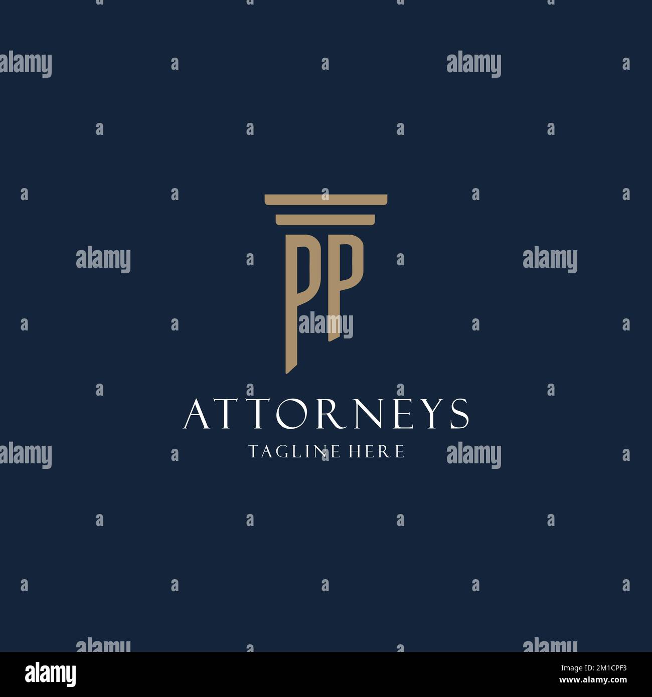 PP initial monogram logo for law office, lawyer, advocate with pillar style design ideas Stock Vector