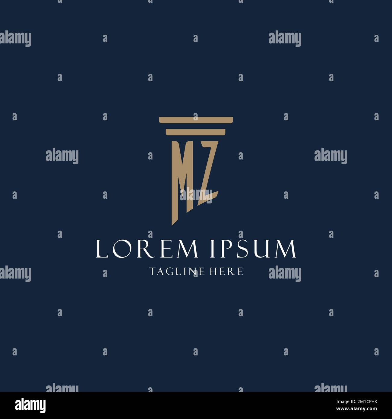 MZ initial monogram logo for law office, lawyer, advocate with pillar ...
