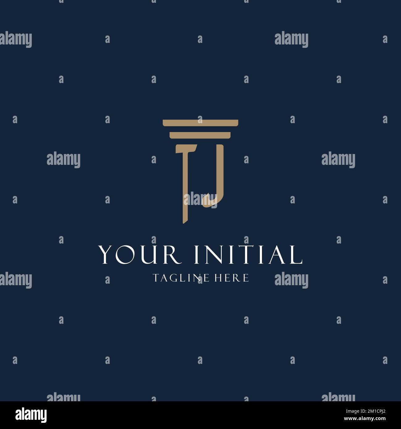 TJ initial monogram logo for law office, lawyer, advocate with pillar ...