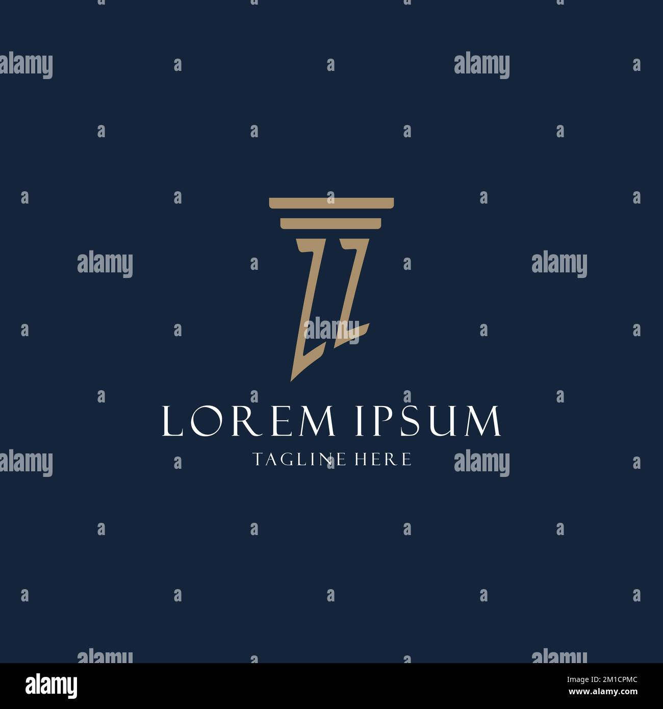 ZZ initial monogram logo for law office, lawyer, advocate with pillar ...