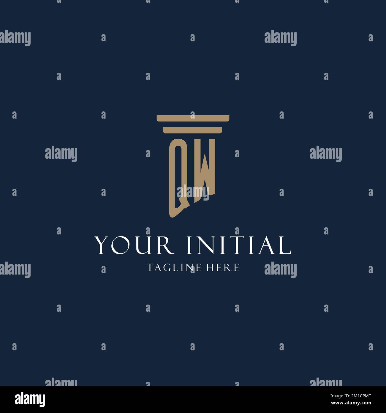 QW initial monogram logo for law office, lawyer, advocate with pillar ...