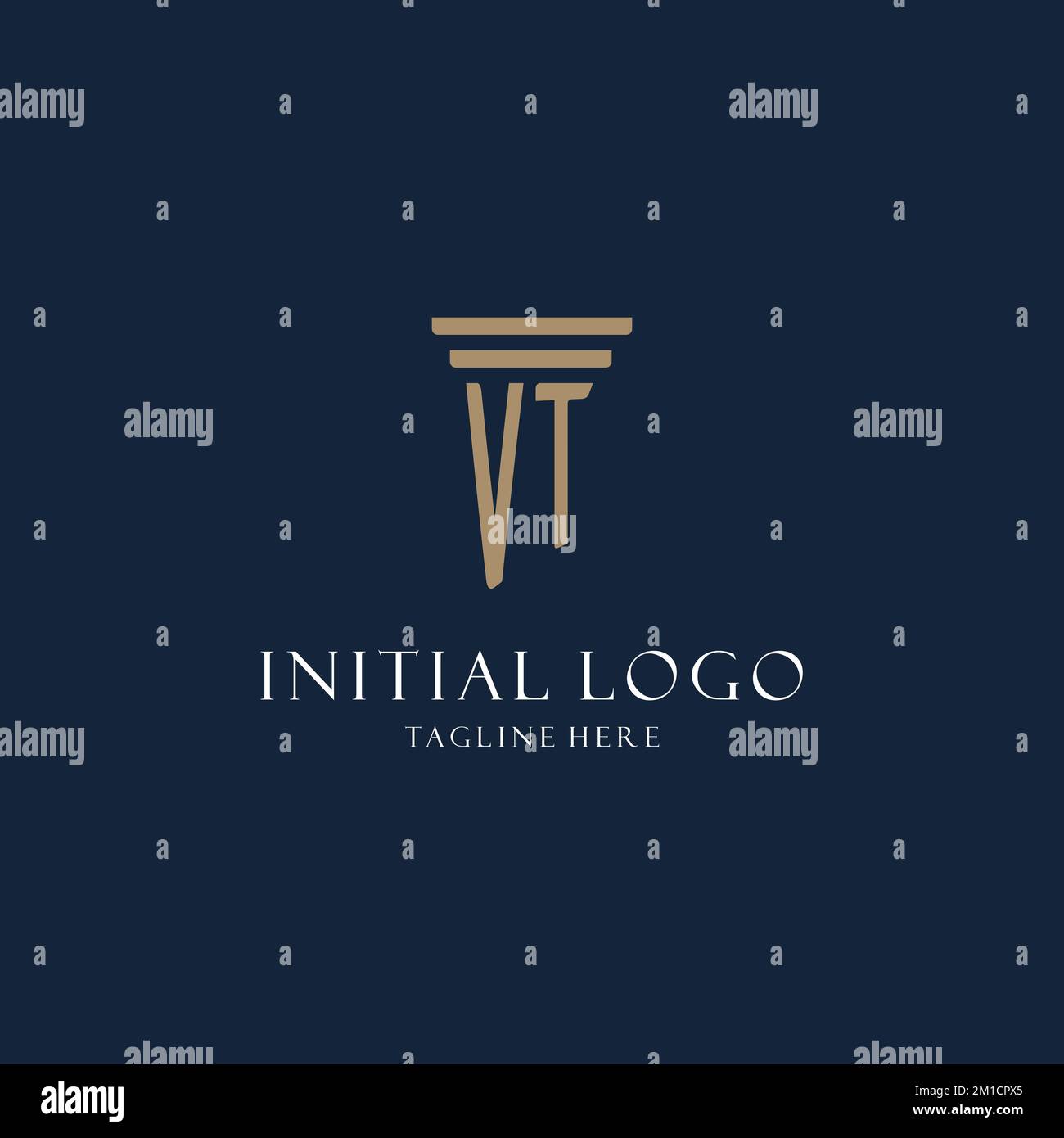VT initial monogram logo for law office, lawyer, advocate with pillar ...