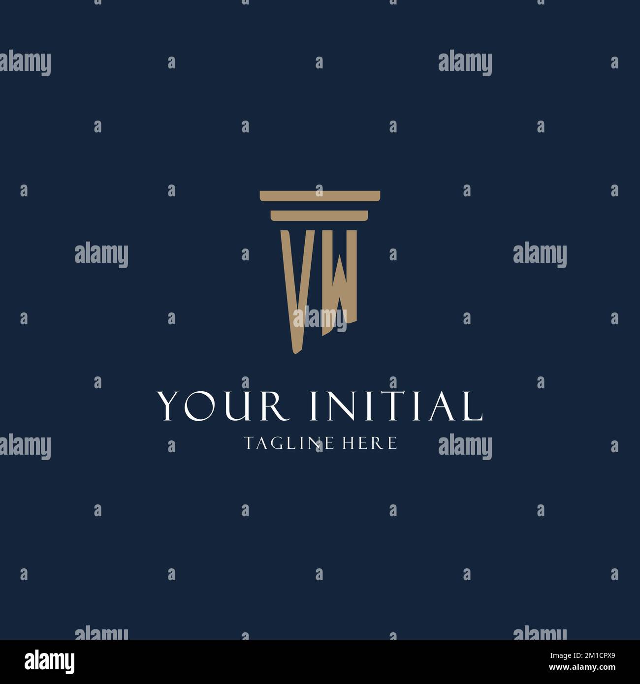 VW initial monogram logo for law office, lawyer, advocate with pillar ...