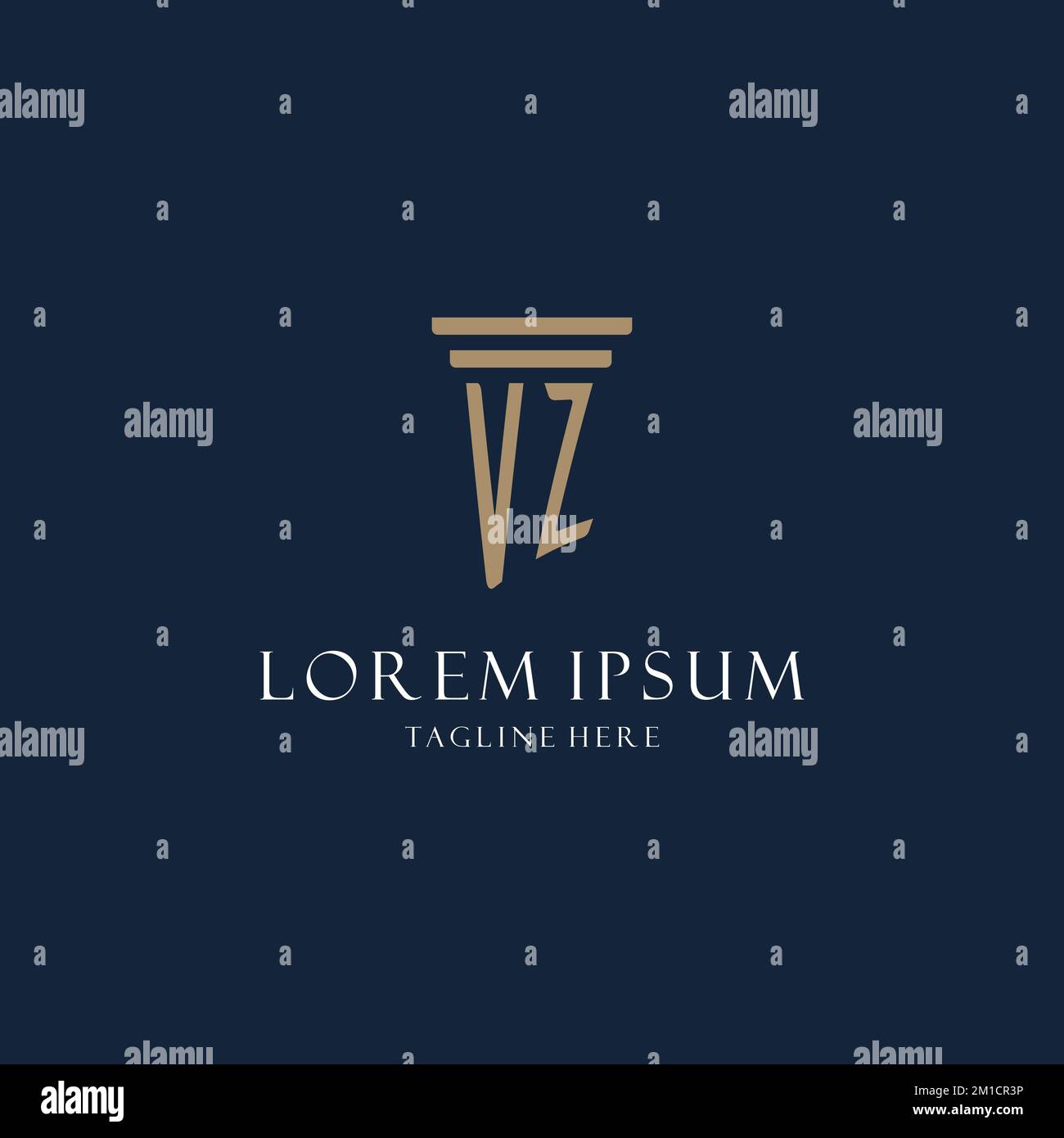 VZ initial monogram logo for law office, lawyer, advocate with pillar ...