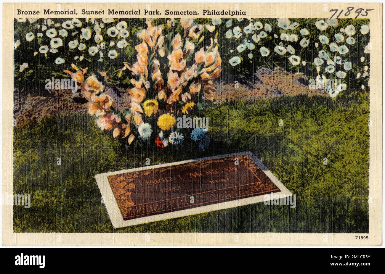 Bronze memorial, Sunset Memorial Park, Somerton, Philadelphia , Parks, Tichnor Brothers Collection, postcards of the United States Stock Photo