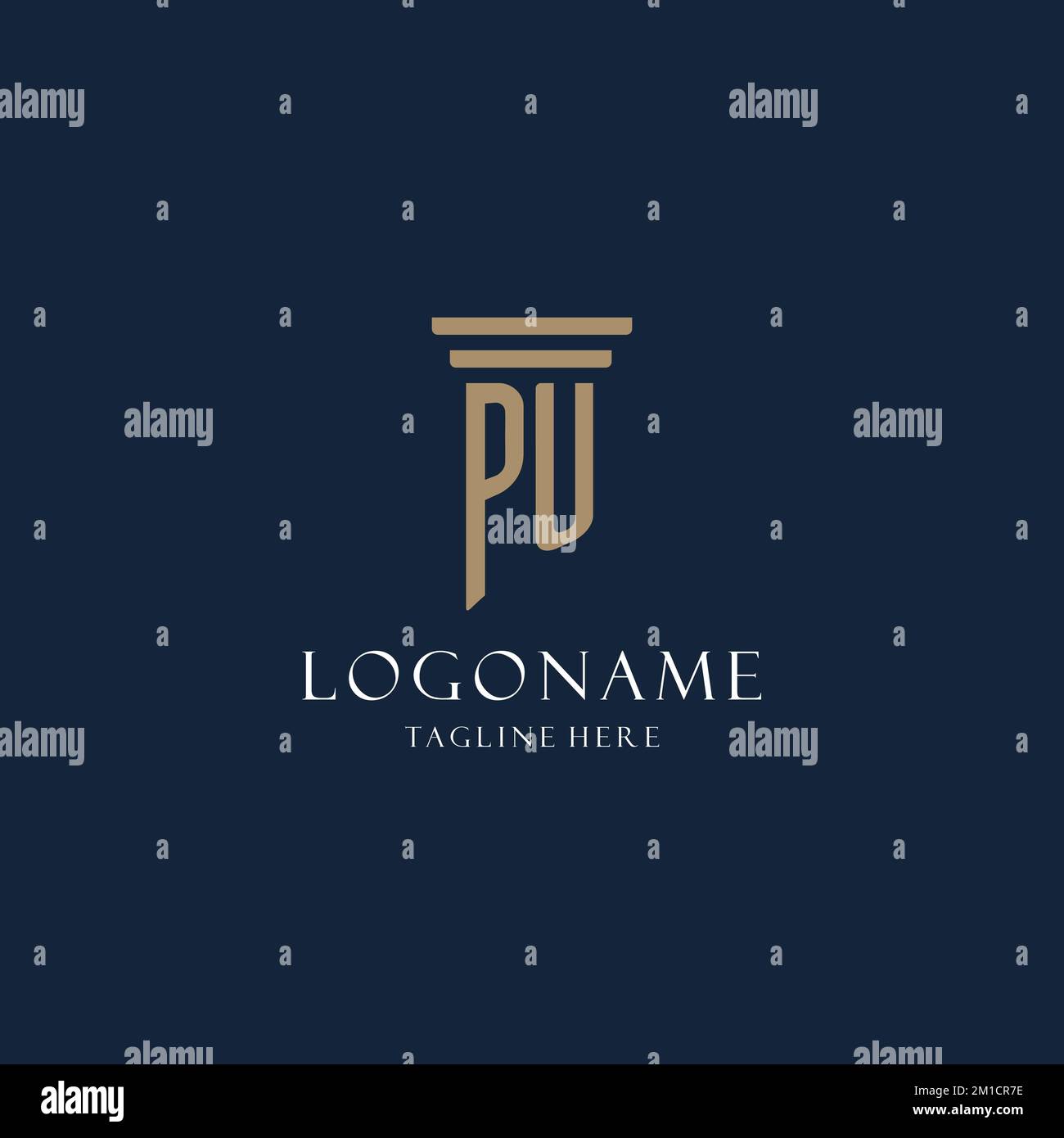 PU initial monogram logo for law office, lawyer, advocate with pillar ...