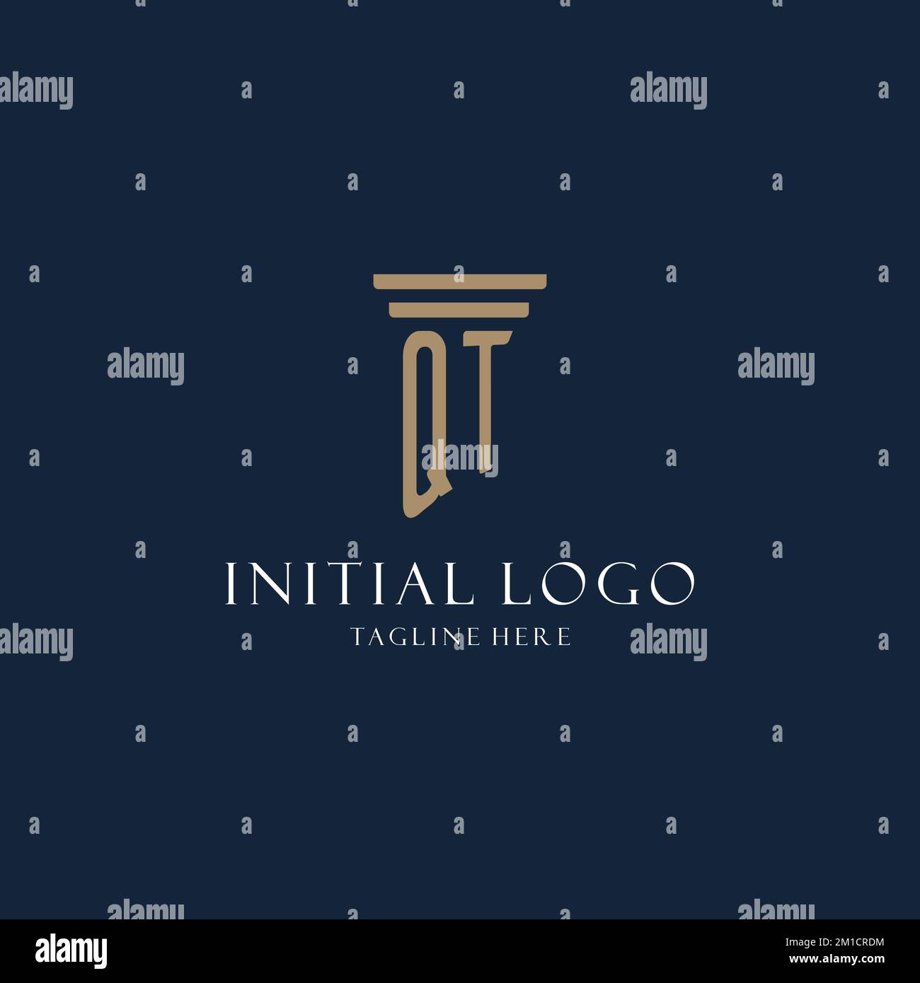 QT initial monogram logo for law office, lawyer, advocate with pillar ...