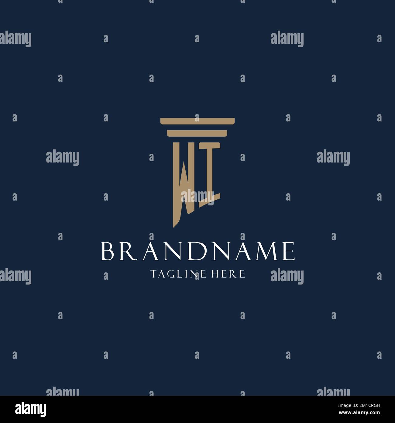 WI initial monogram logo for law office, lawyer, advocate with pillar ...