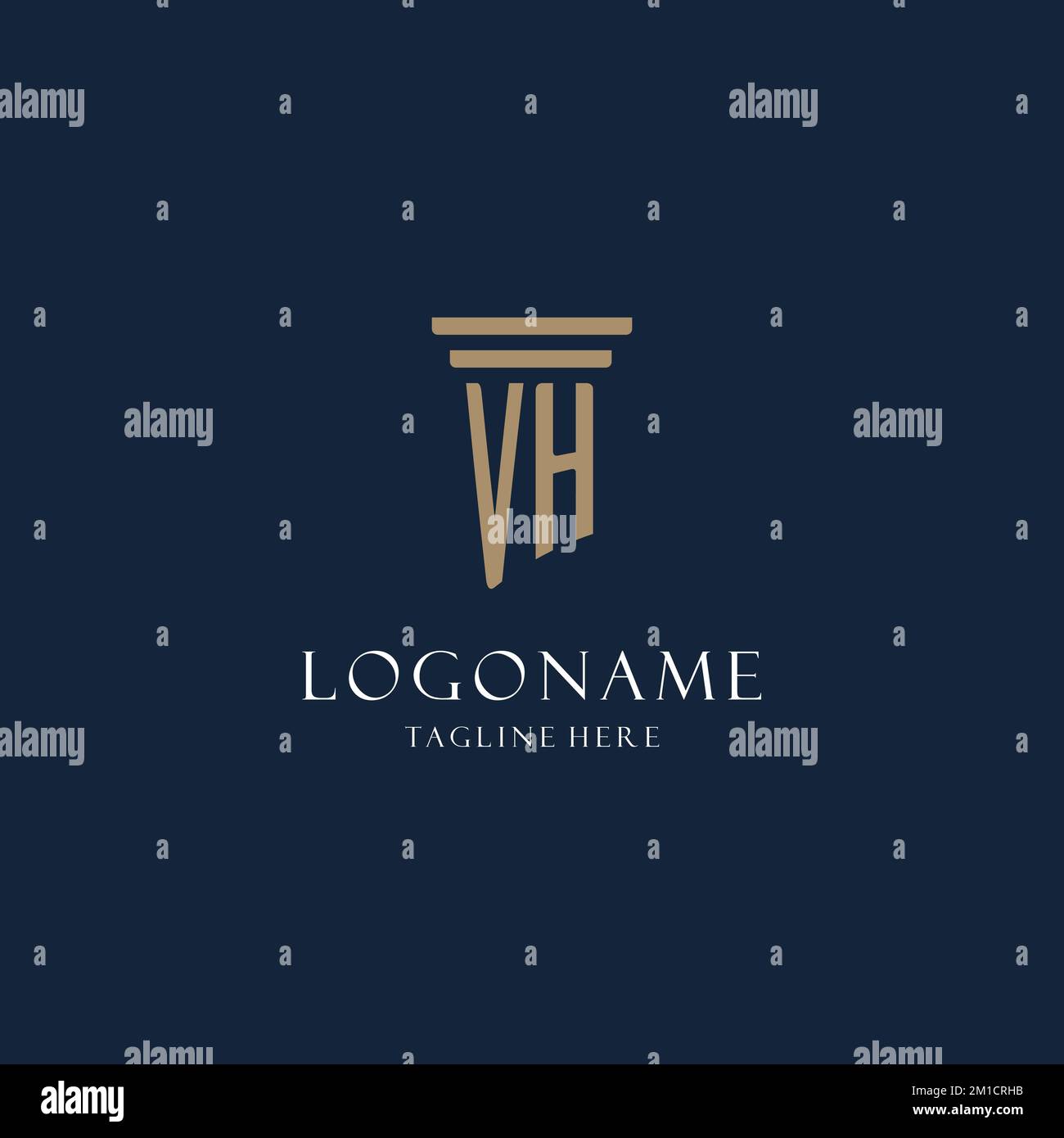 VH initial monogram logo for law office, lawyer, advocate with pillar ...