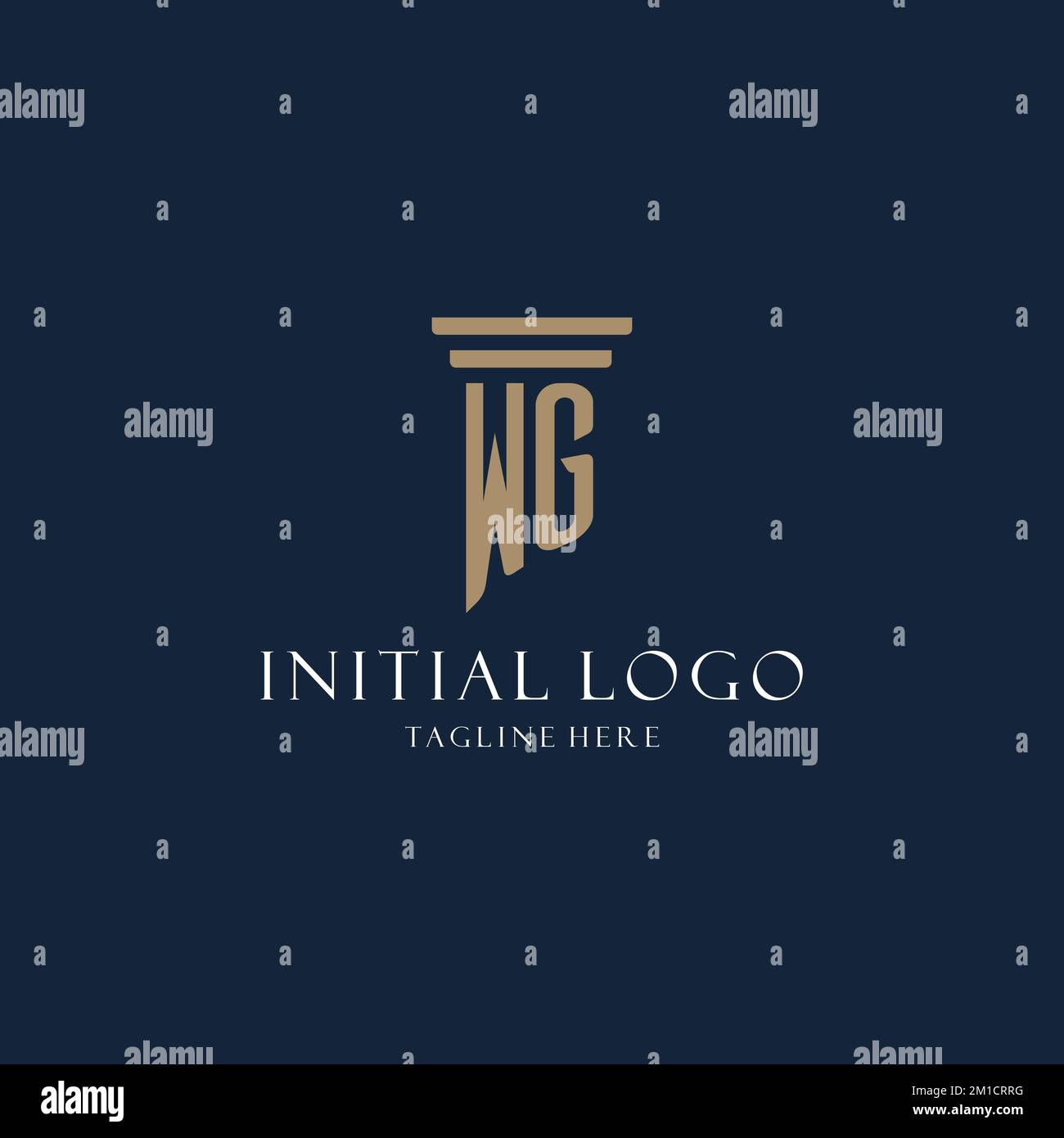 WG initial monogram logo for law office, lawyer, advocate with pillar ...