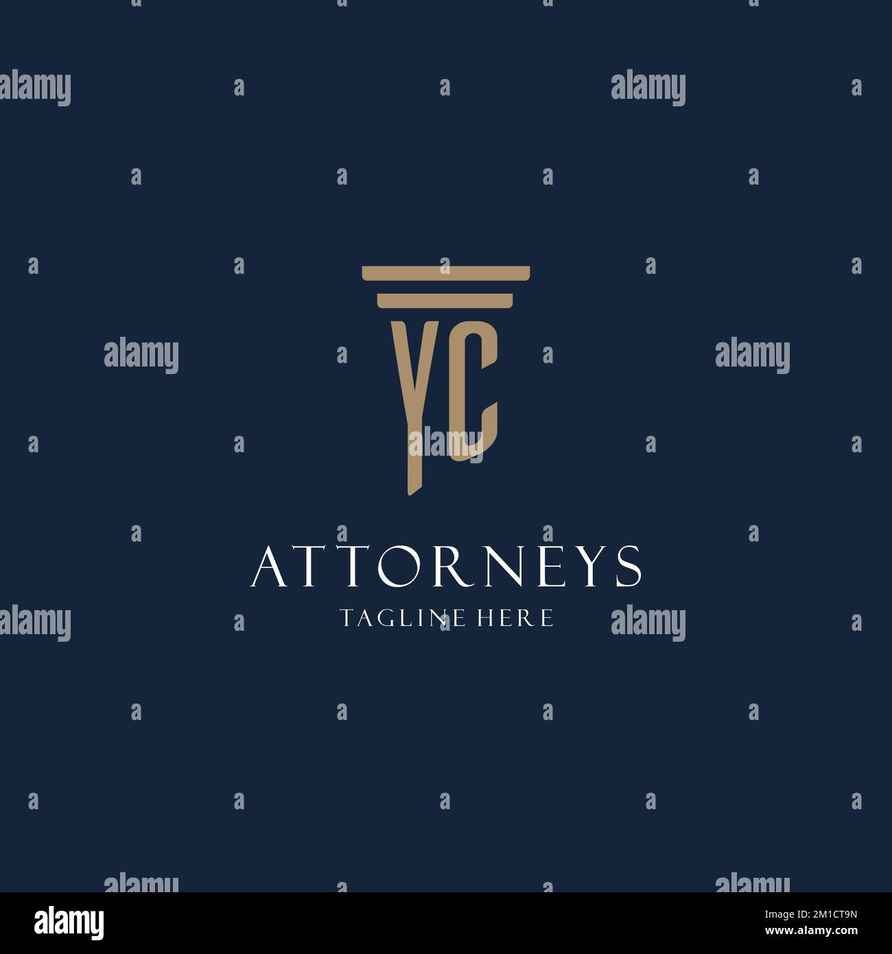 YC initial monogram logo for law office, lawyer, advocate with pillar ...