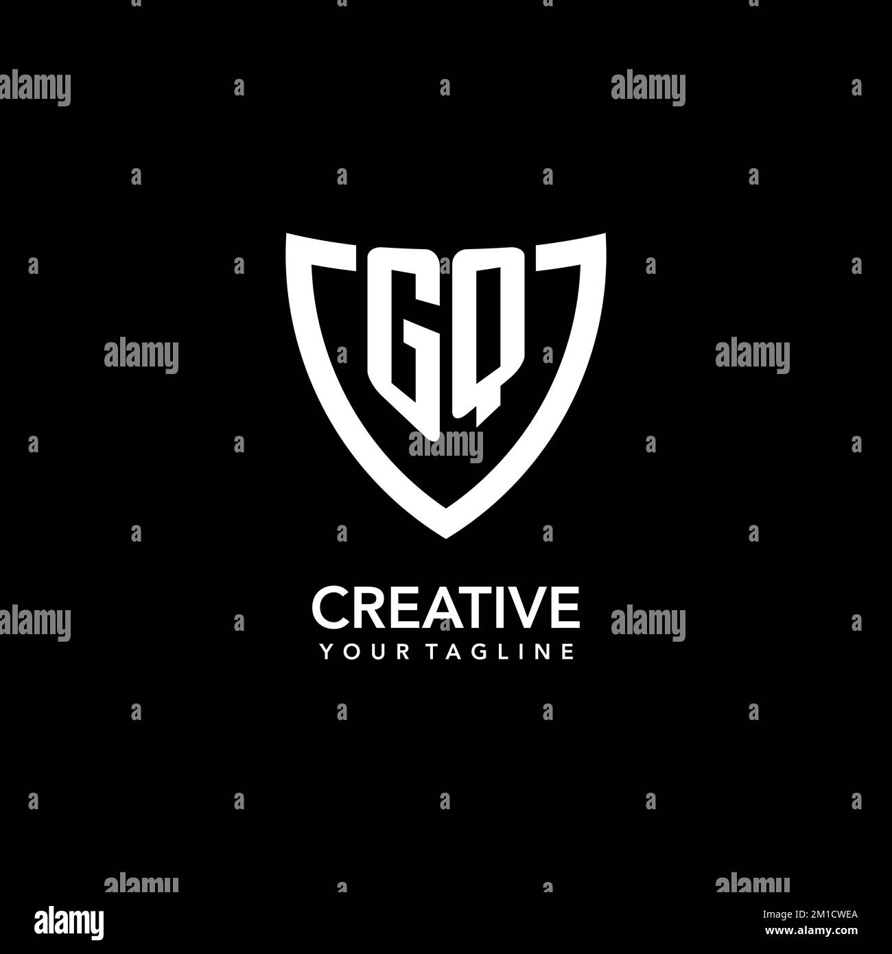 GQ monogram initial logo with clean modern shield icon design ...