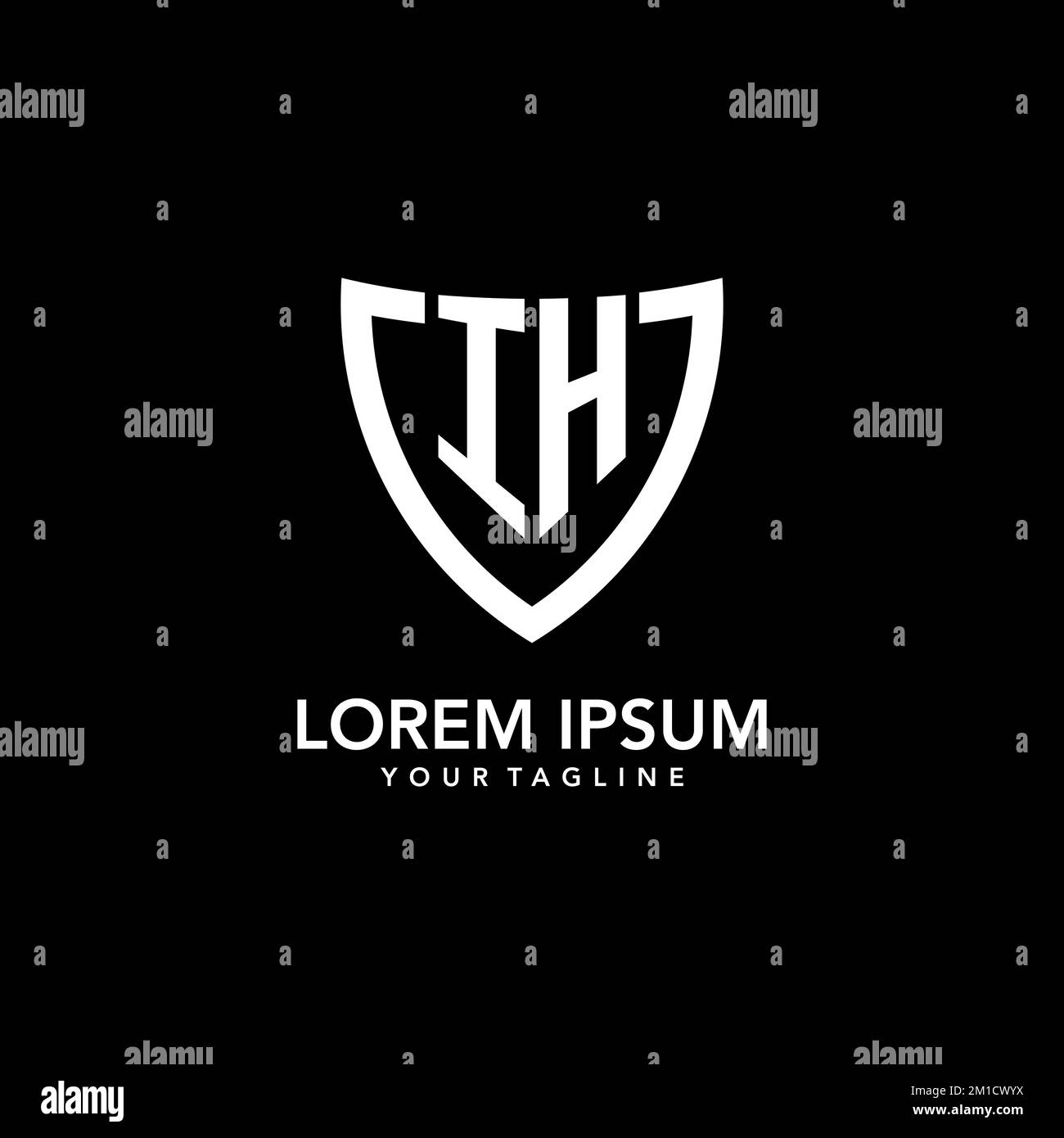 IH monogram initial logo with clean modern shield icon design ...