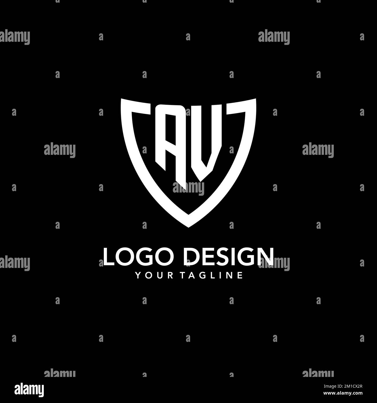 AV monogram initial logo with clean modern shield icon design inspiration Stock Vector